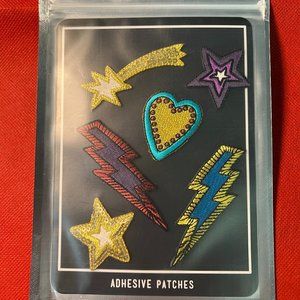 Set of 6 Macy's twelveNYC Embroidered Stars Heart Lightening Stick-On Patches